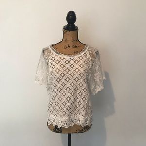 Miss Me lace-y white top size junior’s XL/women M